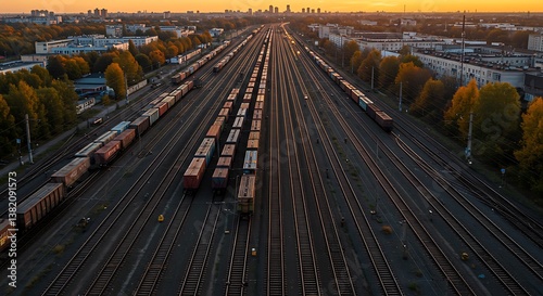 Rail yards with dual-gauge track configurations accommodate international freight and passenger trains crossing borders with varying rail gauges.
