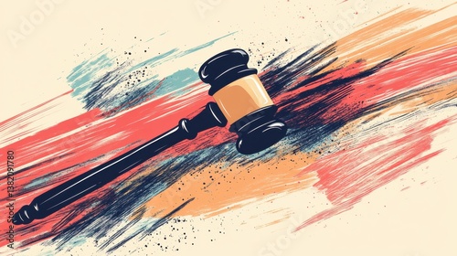 Dynamic Stylized Gavel with Artistic Background