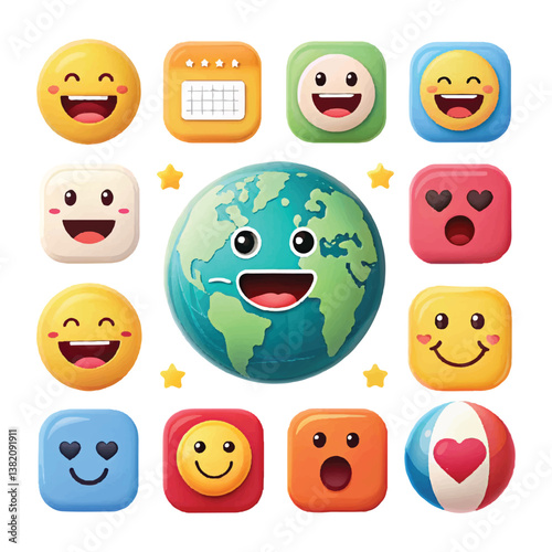 world emoji day vactor art ikon packs