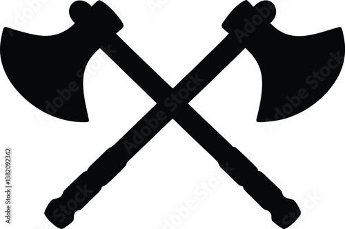 Crossed axes silhouette vector,two cross axe clip art