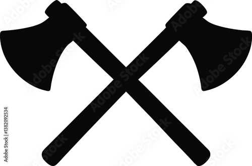 Crossed axes silhouette vector,two cross axe clip art