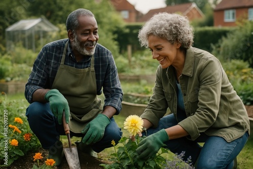 Wallpaper Mural Joyful gardening couple outdoors Torontodigital.ca