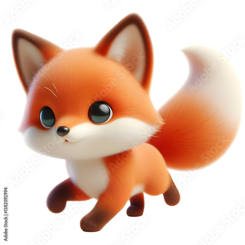 Cute 3d fox isolated on white background