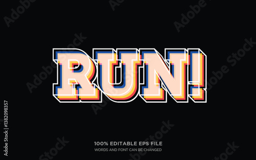 Running 3D editable text style effect	
