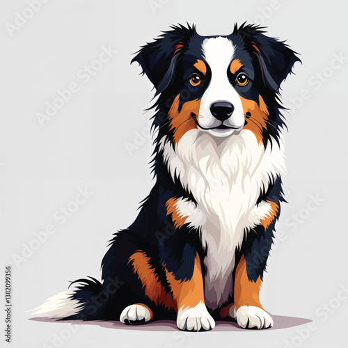 Adorable Cartoon border collie puppy Vector Illustration