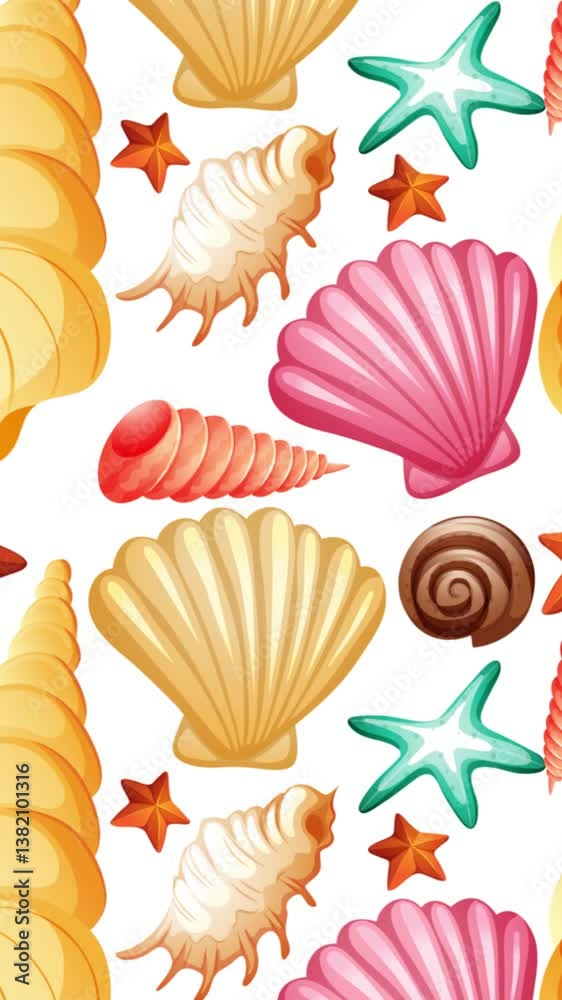 Vibrant Sea Shell Animation with Color Transitions