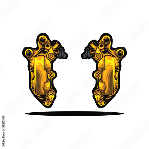Automatic Braking Tool Vector Illustrator Gold Color