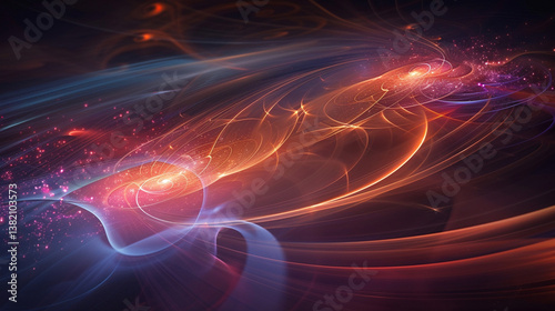 Abstract visualization of quantum entanglement with glowing particles and energy lines