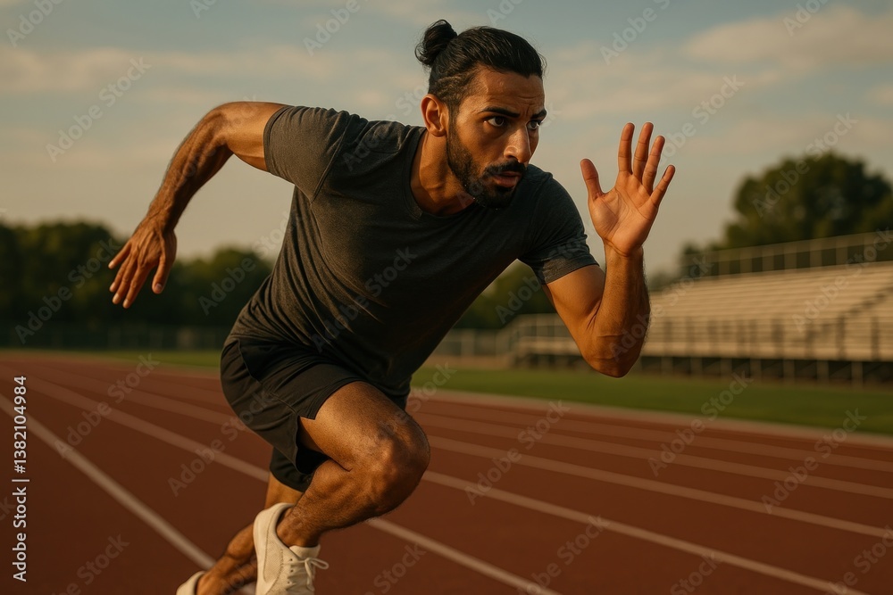 Fototapeta premium Focused athlete sprinting track