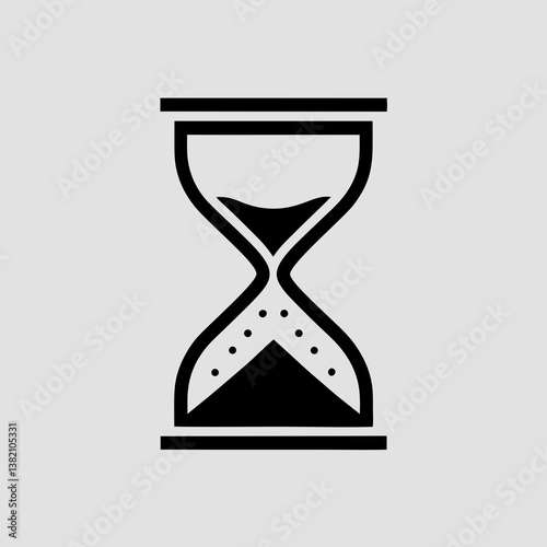 Illustration of black sand timer with flowing sand inside