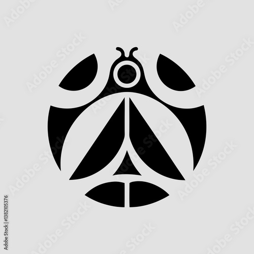 Stylized graphic of a beetle inside of a circle shape