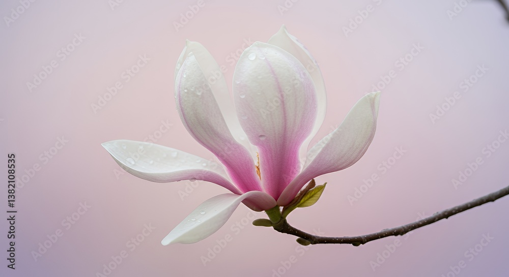 Luminous Pink and White Magnolia Blossom with Honey-Colored Pistil Luminous Pink and White Magnolia Blossom with Honey-Colored Pistil