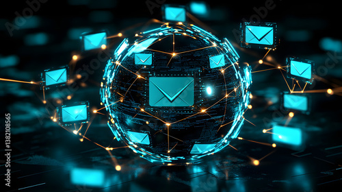 globe made of interconnected encrypted emails