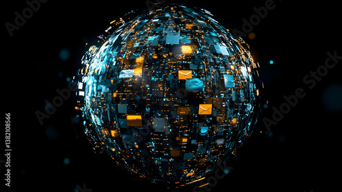 globe made of interconnected encrypted emails
