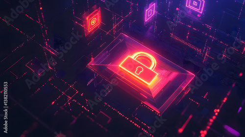 digital envelope with padlock icon surrounded by encryption code