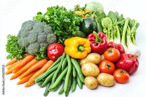 Colorful fresh vegetables arranged on white background  1 