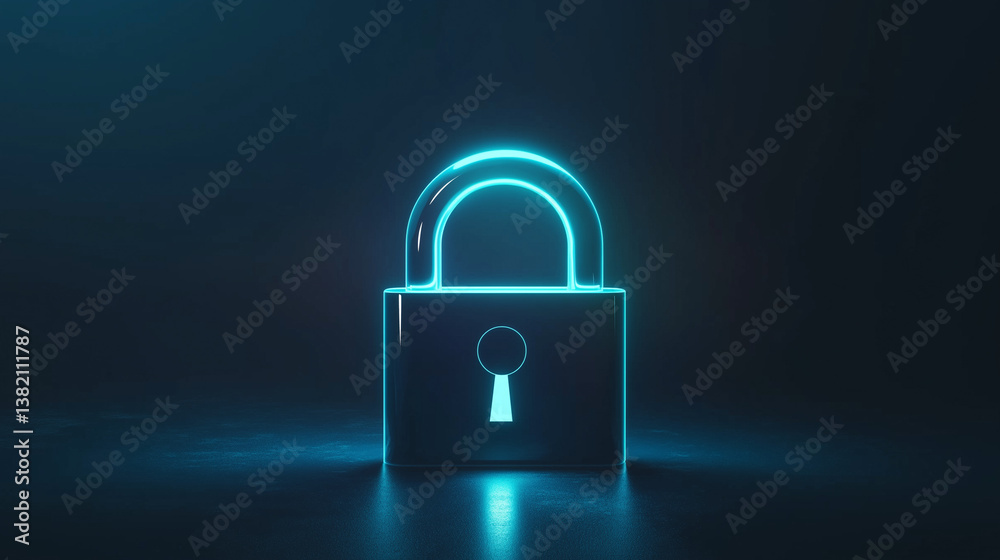 Abstract blue digital padlock symbolizing cybersecurity and data protection. Abstract blue digital padlock symbolizing cybersecurity and data protection.