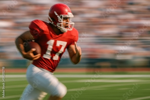 Dynamic football player action shot.