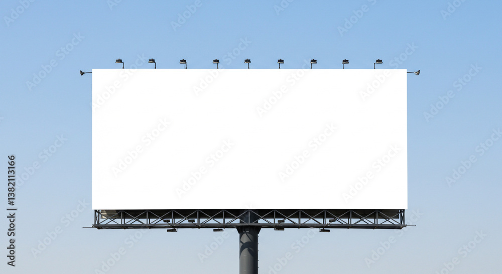 blank white billboard against a clear, light blue sky blank white billboard against a clear, light blue sky