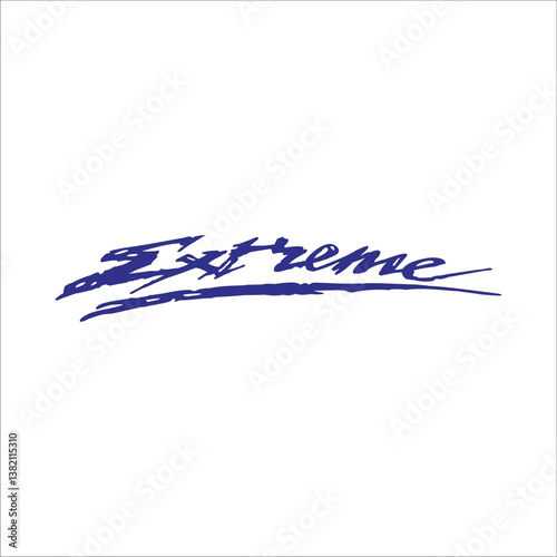 Extreme simple writing in blue with white background 