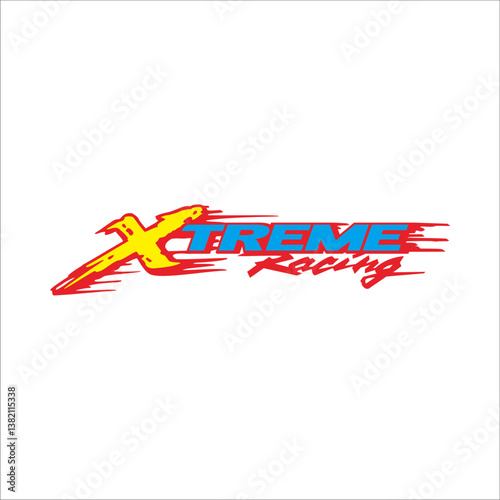 Colorful extreme racing writing on a white background 