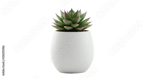 Potted Succulent Plant on Transparent Background, Simple Home Decor