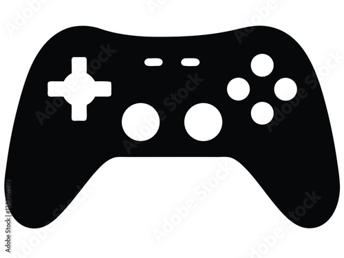 3D Game Controller Icon, Mobile Gaming Controller Icon. Gaming Controller Silhouette. Black & White Vector