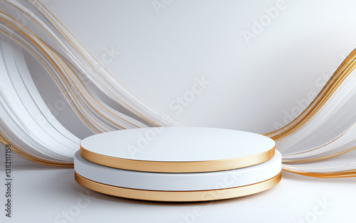 The background of the fashionable golden element e-commerce product display stand