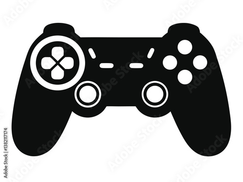 3D Game Controller Icon, Mobile Gaming Controller Icon. Gaming Controller Silhouette. Black & White Vector