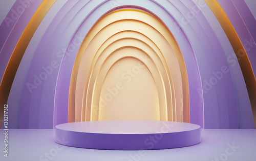 The background of the fashionable golden element e-commerce product display stand