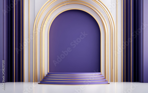 The background of the fashionable golden element e-commerce product display stand
