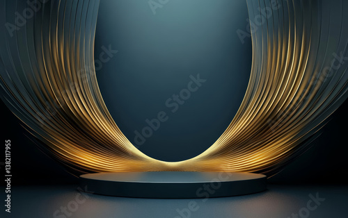 The background of the fashionable golden element e-commerce product display stand