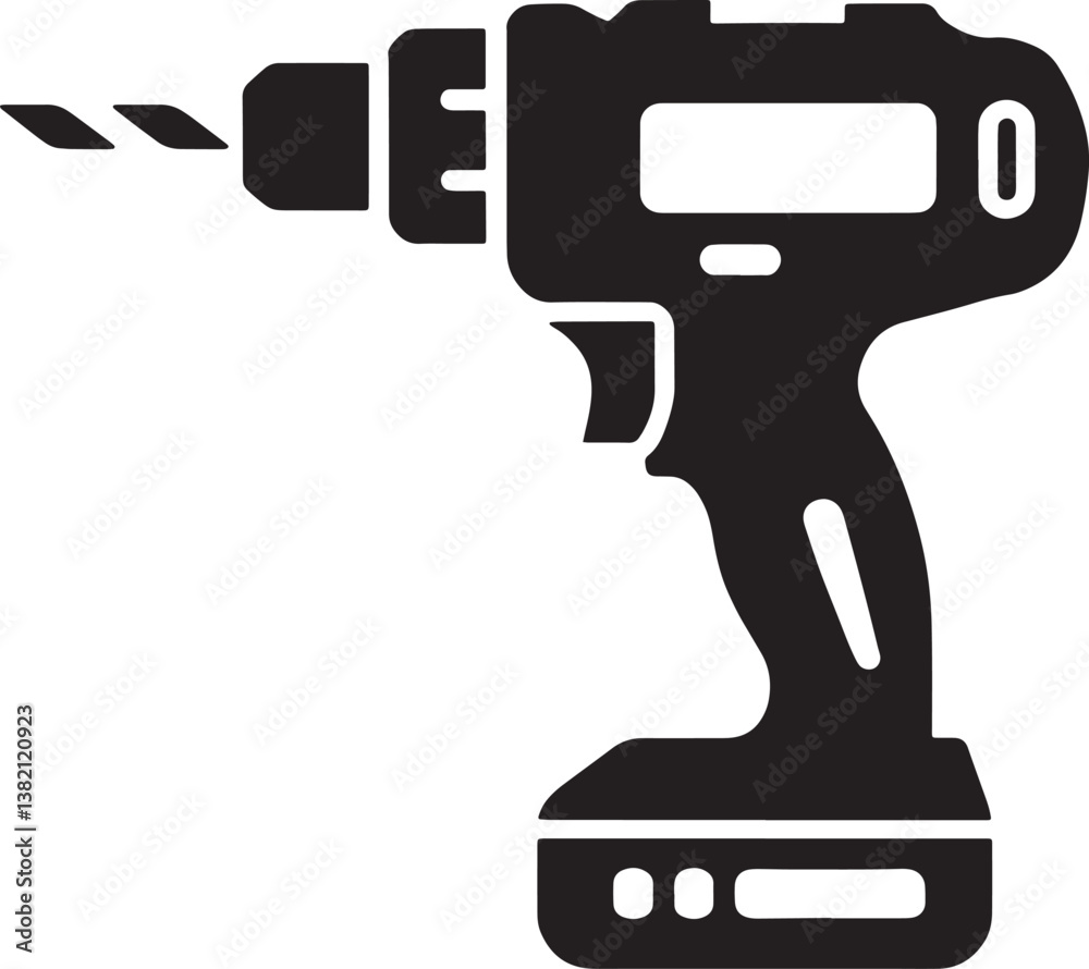 Drill machine silhouette vector illustration isolated On Transparent Background Drill machine silhouette vector illustration isolated On Transparent Background