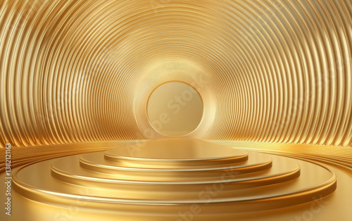 The background of the fashionable golden element e-commerce product display stand
