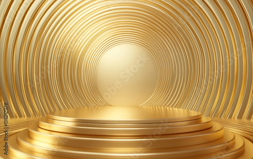 The background of the fashionable golden element e-commerce product display stand