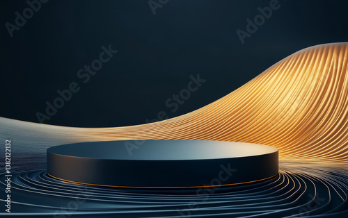 The background of the fashionable golden element e-commerce product display stand