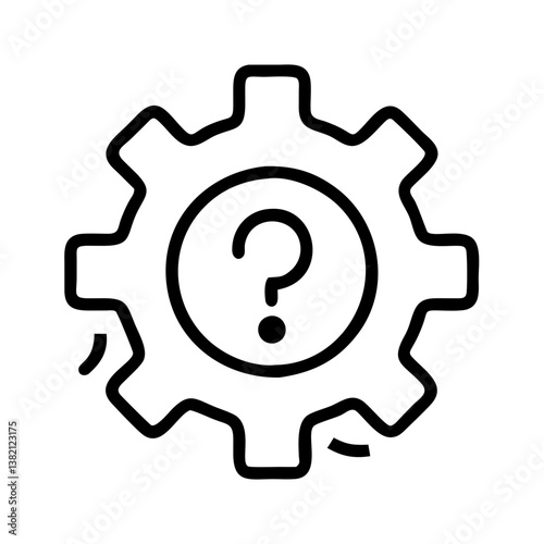 Gear question mark icon vector illustration problem solving technical support help faq confusion concept 