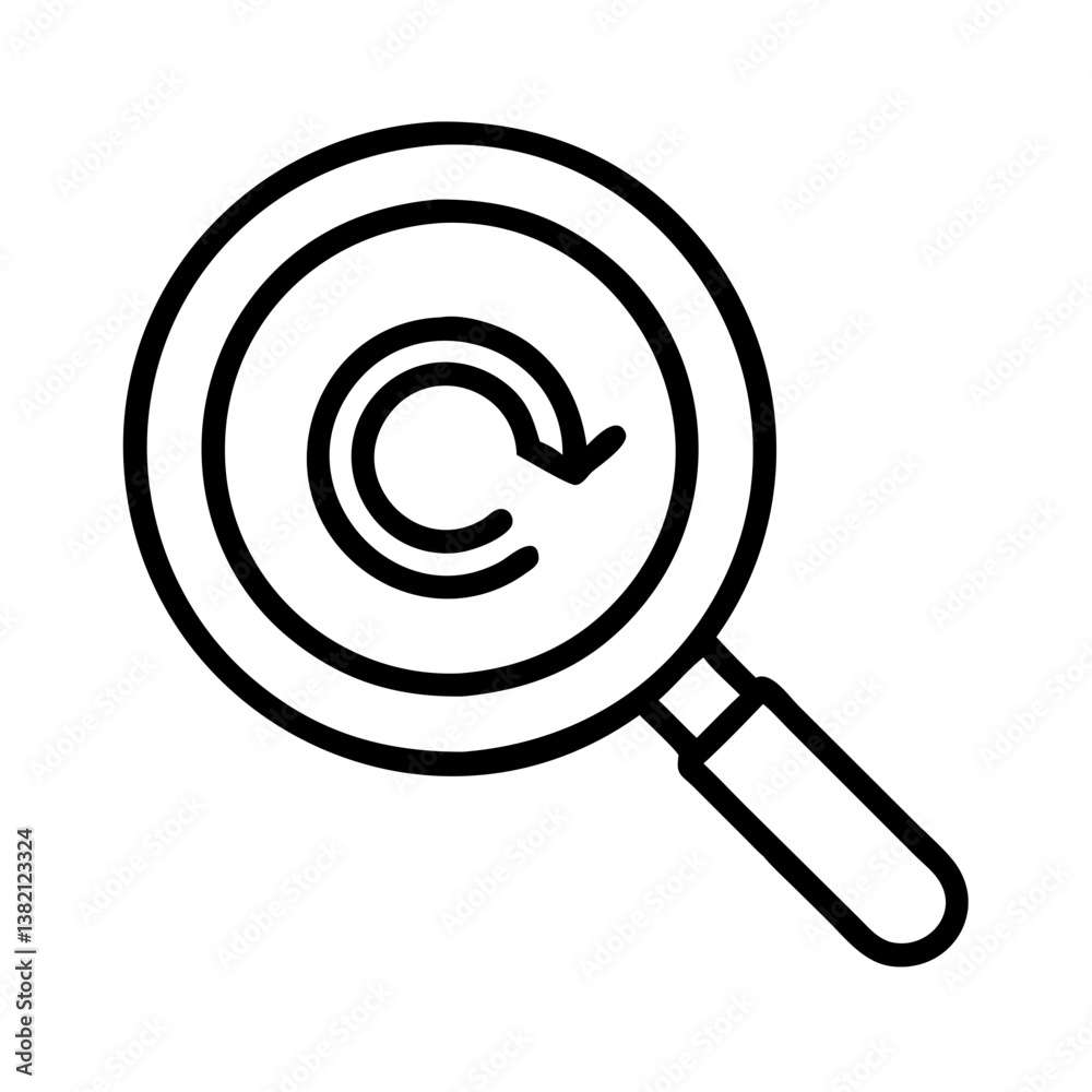 Magnifying glass refresh icon search update reload find loop process vector graphic illustration symbol Magnifying glass refresh icon search update reload find loop process vector graphic illustration symbol