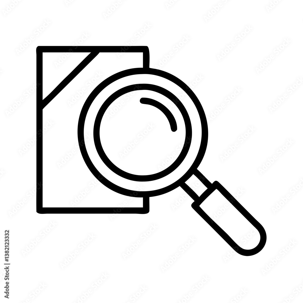 Document search icon vector illustration of magnifying glass and file for business and research use case Document search icon vector illustration of magnifying glass and file for business and research use case