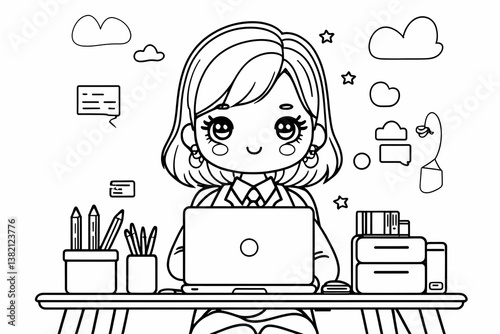 illustration of Coloring book for girls