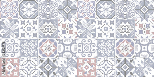 Seamless long pattern colorful design wall tiles for decor.	
