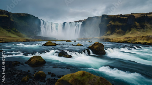 waterfall in the mountains