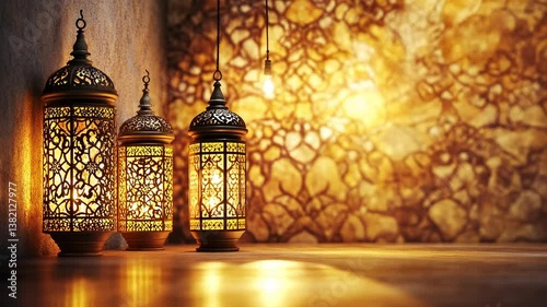 Golden Ramadan Lanterns: Festive Islamic Decoration