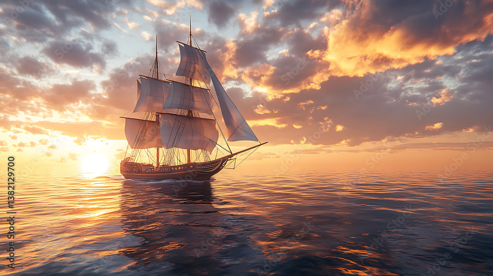 Sailing adventure on a sailboat at sunset over the ocean iconic landmark travel experience Sailing adventure on a sailboat at sunset over the ocean iconic landmark travel experience
