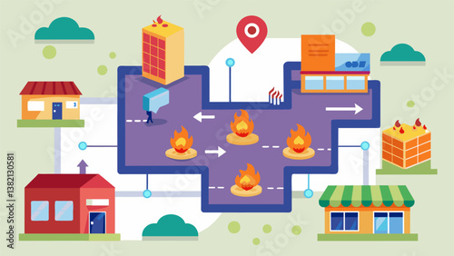 A heat map revealing the hotspots of shopping activity in a multilevel shopping complex benefiting store owners in selecting rentworthy locations.. Vector illustration