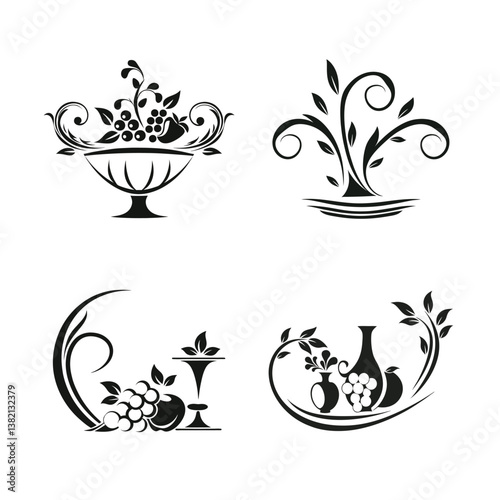 classic paintings featuring soft curves vector illustration set