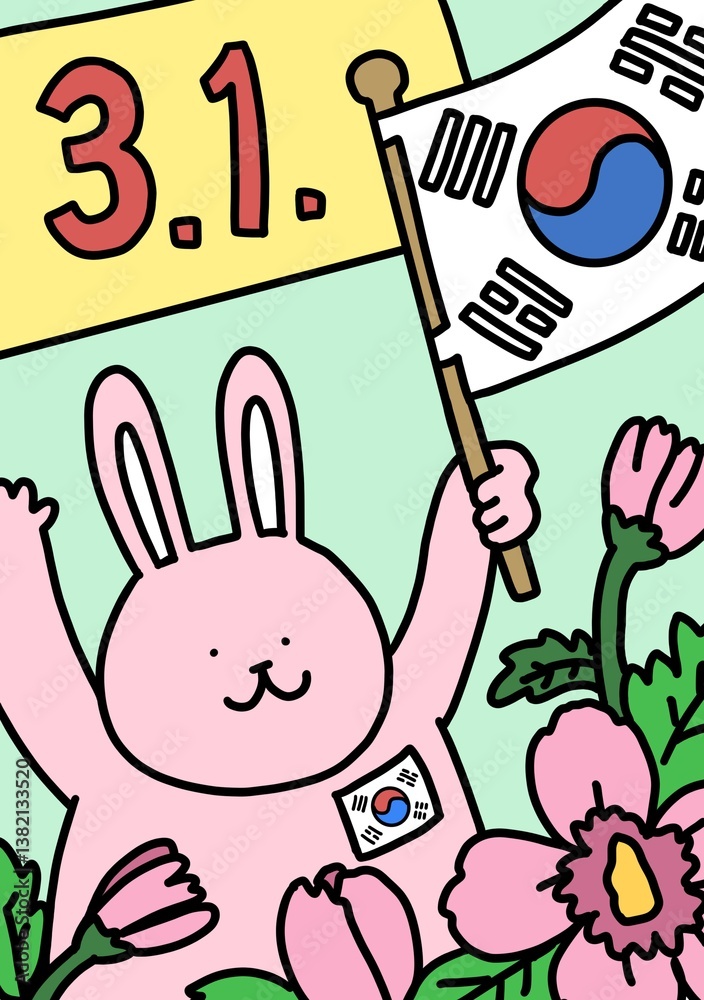 Obraz premium 삼일절 토끼 