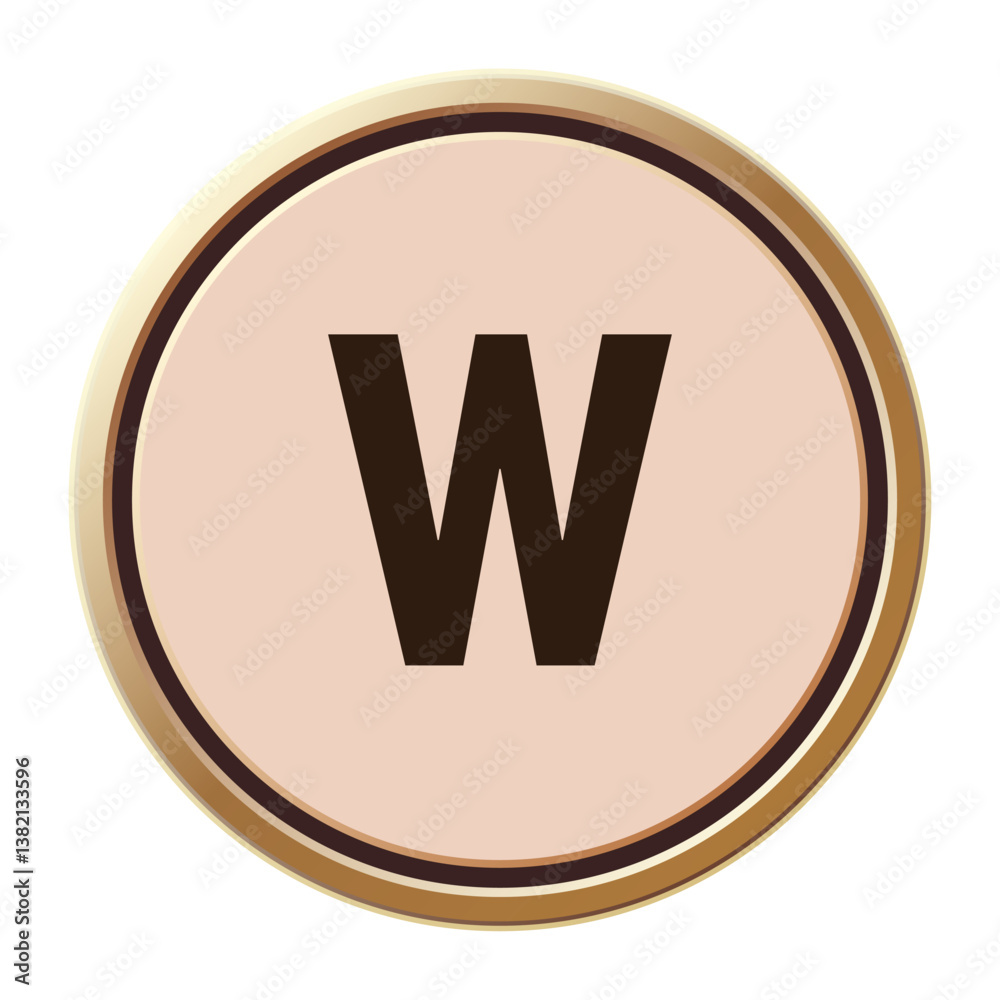 Fototapeta premium Charming Valentine’s vector illustration highlighting the letter ‘w’ in a romantic circle, suitable for weddings, Valentine’s cards, or personalized gift ideas