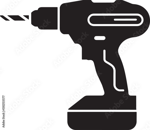 Drill machine silhouette vector illustration  isolated On Transparent Background