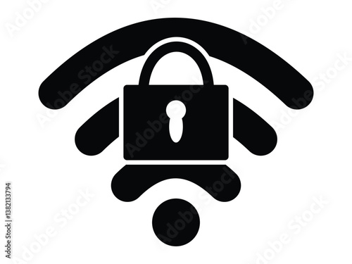 Wifi internet sign symbol icon. Simple Wifi internet security vector silhouette symbol web graphic design. Flat style wi-fi lock signal isolated on white background. Vector illustration. EPS 10